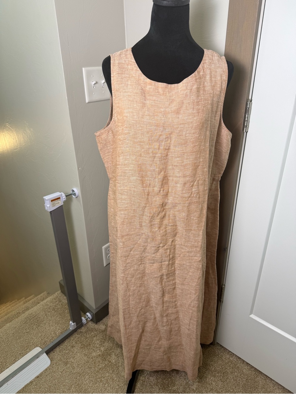 NWT J. Jill PureJill 100% Linen Sleeveless Maxi Dress Peach Orange Natural LP